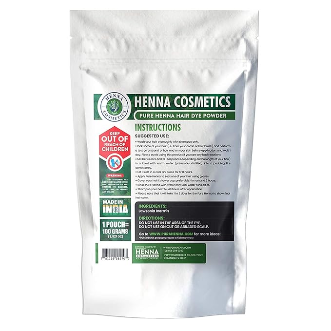 Henna Cosmetics Henna Hair Color & Beard Dye for Men | Brown Red Henna Powder for Hair | Organic Hair Dye without Chemicals | 100 Grams / 3.52 Ounce