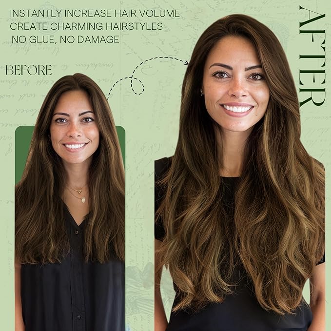 RUNATURE Clip in Human Hair Extensions Balayage Hair Extensions Clip Ins Real Remy Hair, Full Head Clip in Hair Extensions, Add Hair Volume, 18 Inch 120 7pcs #4/27/4 Brown to Blonde