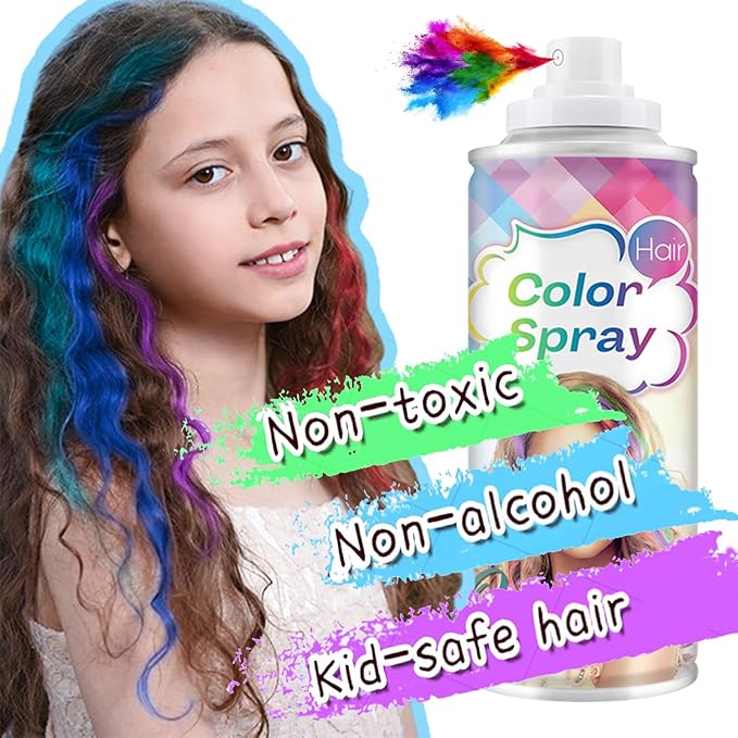 Temporary Hair Color Spray, Blue Hair Dye Pomades for Kids and Women-Perfect for Cosplay, Christmas, and Halloween Parties, Natural Washable Quick-Drying, One-Time Use in one wash (Blue, 120ml)