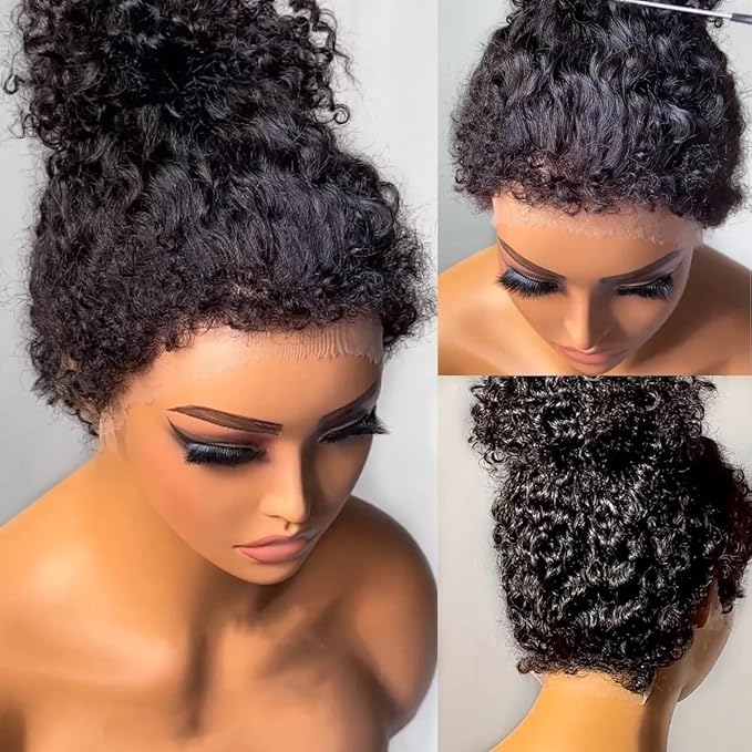 250% Density Deep Wave Human Hair Wig 13x6 Mongolian Lace Front Deep Curly Lace Front Wigs Human Hair Pre Plucked Deep Wave Frontal wig For Black Women Full And Thick (18Inch, 13x6 Wig)