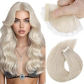 Sunny Hair Tape in Hair Extensions Real Human Hair Invisible Remy Hair Extensions Tape ins for Women White Blonde 12 inch 20G