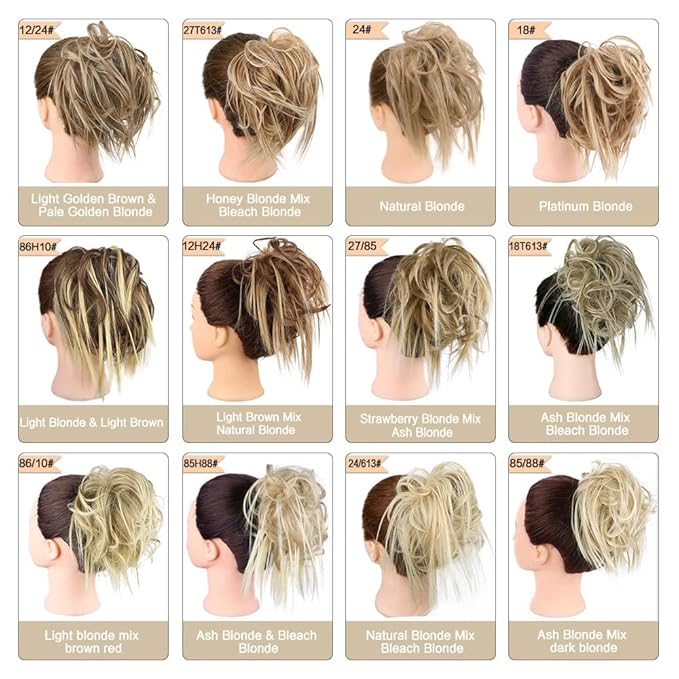 HMD Tousled Updo Messy Bun Hairpiece Hair Extension Ponytail with Elastic Rubber Band Updo Ponytail Hairpiece Synthetic Hair Extensions Scrunchies Ponytail Hairpieces for Women
