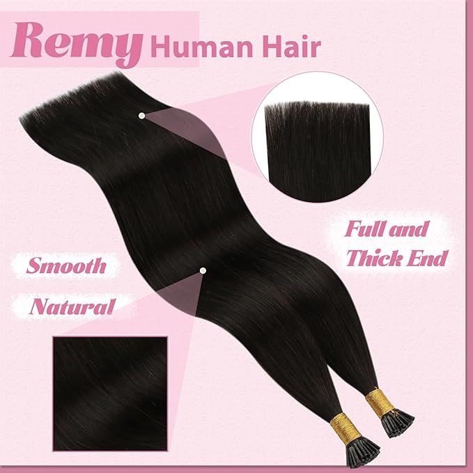 YoungSee I Tips Hair Extensions Human Hair Dark Brown Itip Hair Extensions Real Human Hair Brown Itip Hair Extension 18 Inch 60s 50g Pre Bonded Hair Extension for Everyday Wear