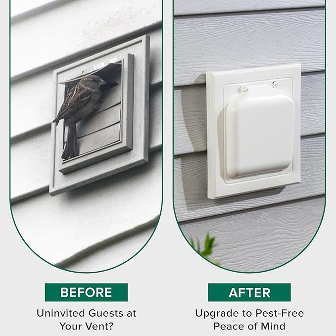 NO-PEST VENT, Exclusive Dual Door Dryer Vent Cover Outdoor 4 inch, Made in USA w Highest UV Resistant Plastic in any Outdoor Vent Cover, No Lint Collecting Screen (Brown, 4” Metal Vent With Duct Tube)