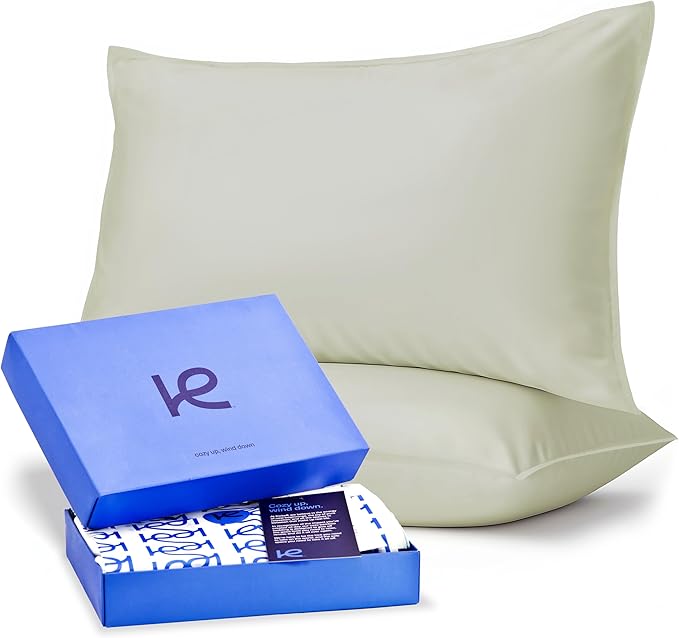 Kickoff Viscose Bamboo Pillowcase, King, Set of 2, 100% Organic Hidden Zippered Viscose Bamboo Pillow Case King Size, Cooling Pillow Cover for Hot Sleepers (20"x40", Soft Sage)