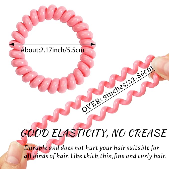 DED Hair Ties,24 Pack No Crease Spiral Hair Ties Hair Elastics,Waterproof Phone Cord Hair Coils, Elastic Ties Hair Accessories for Women Girls Kids