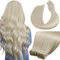 LaaVoo Tape in Hair Extensions Human Hair Bleach Blonde Tape in Human Hair Extensions Seamless Tape on Extension Soft Hair 16 Inch 100g 40pcs