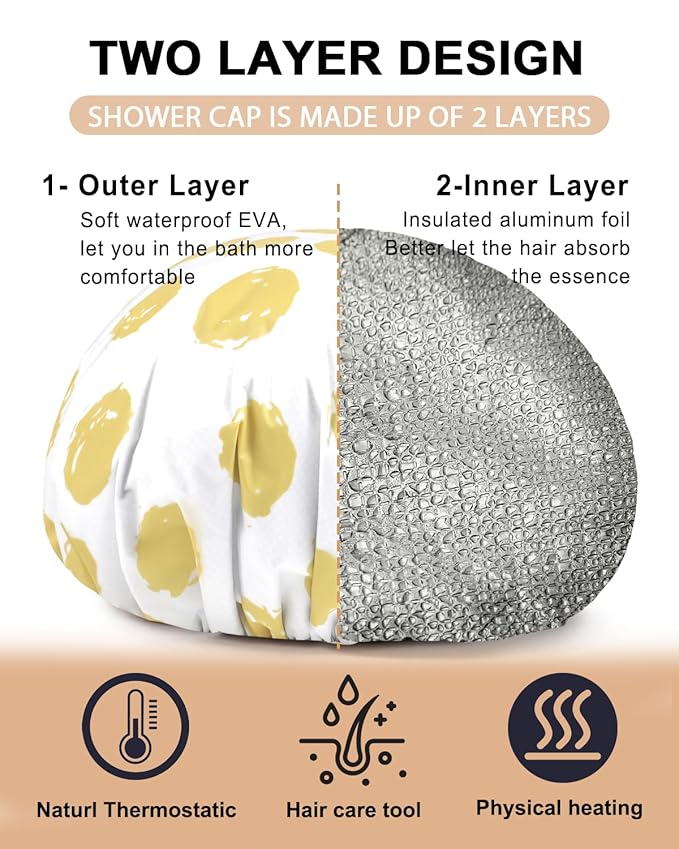 YIZIJIZI 2 Pieces Heat Cap for Deep Conditioning, Conditioning Cap Made of Aluminum Foil for Home and Salon Use, Hair Dyeing（Yellow, small）