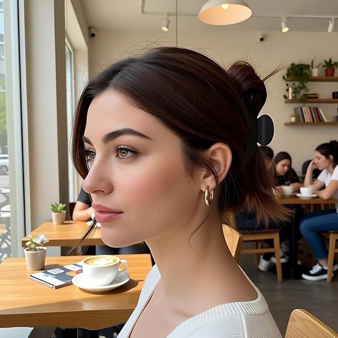 Big Claw Hair Clips for Women Hair Jaw Clips Large Hair Claw Clamps Acetate Hair Clip 2 Pack,Black/Beige