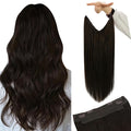 YoungSee 120G Wire Hair Extensions Human Hair Dark Brown Invisible Wire Human Hair Extensions for Women Darkest Brown One Piece Hair Extensions 18Inch