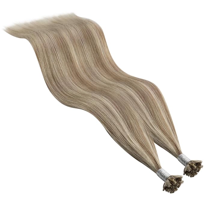 YoungSee Highlight U Tip Human Hair Extensions Light Brown Highlight Blonde Utip Extension Human Hair Silky Straight Pre Bonded K Tip Hair Extensions Add Volume Ktip Real Hair Extension 50s 50g 18in