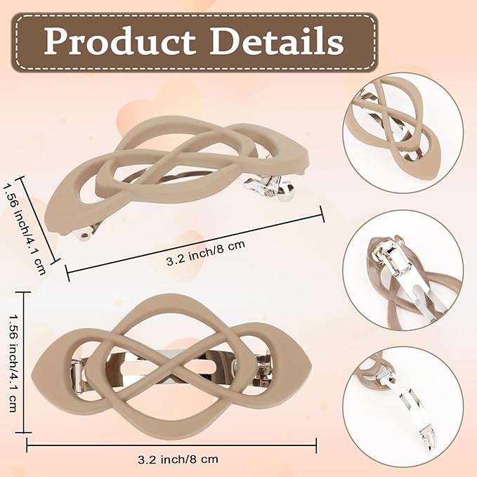 Amairver 4packs Hair Clips French Hair Barrettes for Women Pink Green Brown Black Accessories for Women Girls