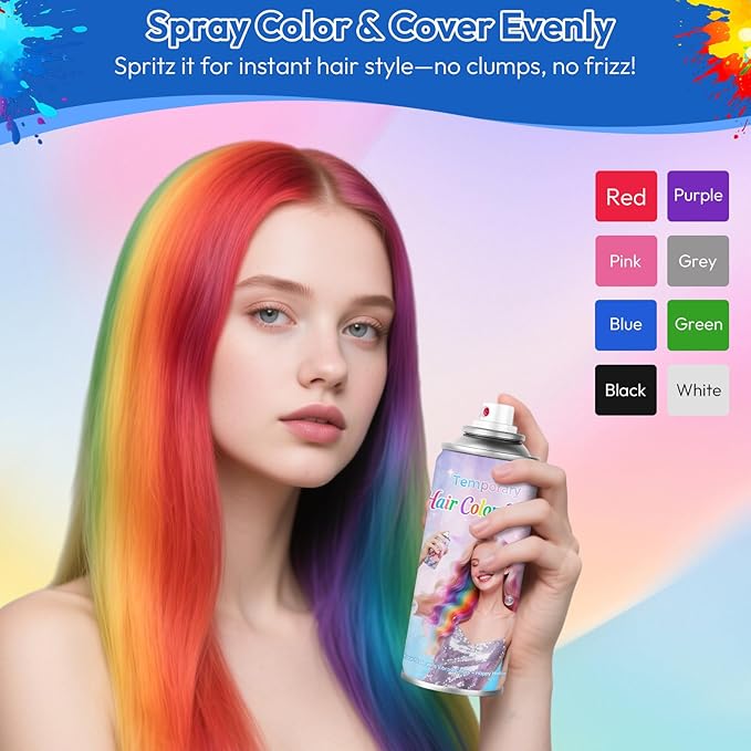 Green Temporary Hair Color Spray - Washable & Non-Sticky Hair Dye for Halloween, Cosplay, Parties-Safe for Kids, Women & Men - Quick-Drying & Easy to Wash Out(120ml)