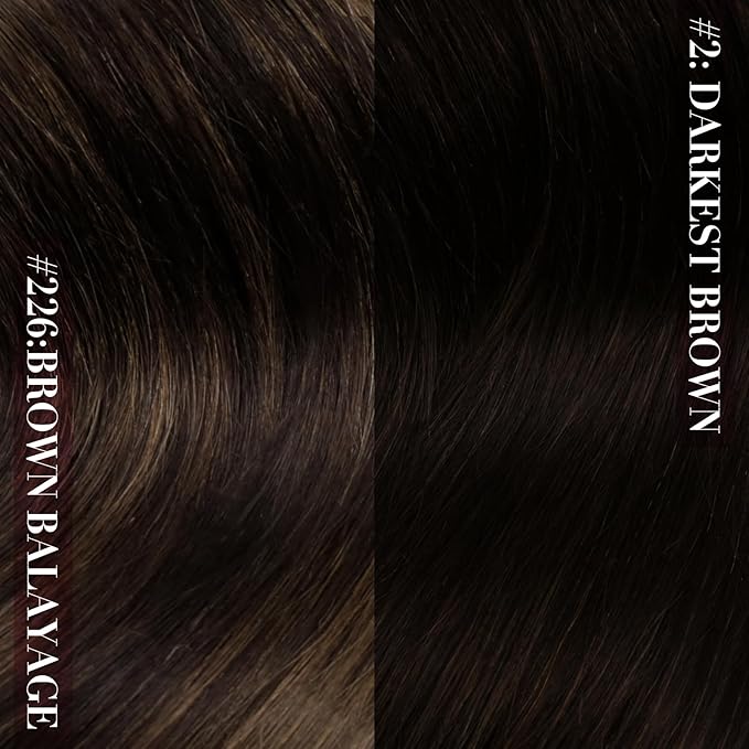 YoungSee Clip in Human Hair Extensions Brown Clip in Extensions Real Human Hair Darkest Brown Human Hair Clip ins Extensions Ease to Use 22Inch 7Pcs 120G