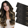 GOO GOO Invisi Edge Tape in Hair Extensions Human Hair, 1B/19/1B Natural Black to Light Blonde, 20pcs 20inch 50g, Virgin Remy Hair, Seamless Injected Tape, Natural Look