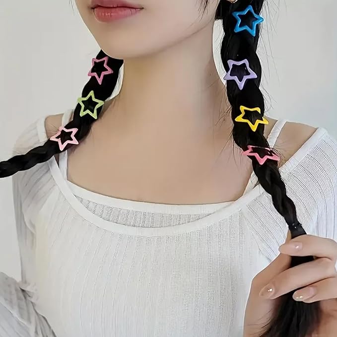 Star Hair Clips Snap Hair Barrettes Non Slip Star Hair Accessories Multiple Colors Metal Hair Clips for Girls Women -50PCS 1.18"