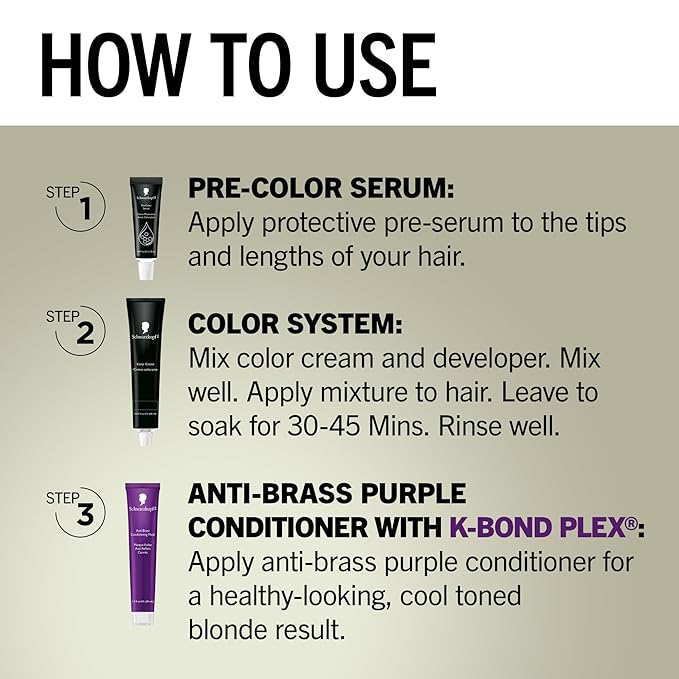 Schwarzkopf Keratin Blonde Hair Dye, 11.4 High Lift Pearl Blonde, Professional Quality Permanent Hair Color, Bond Enforcing System, Pre-Color Serum & Purple Conditioner Included