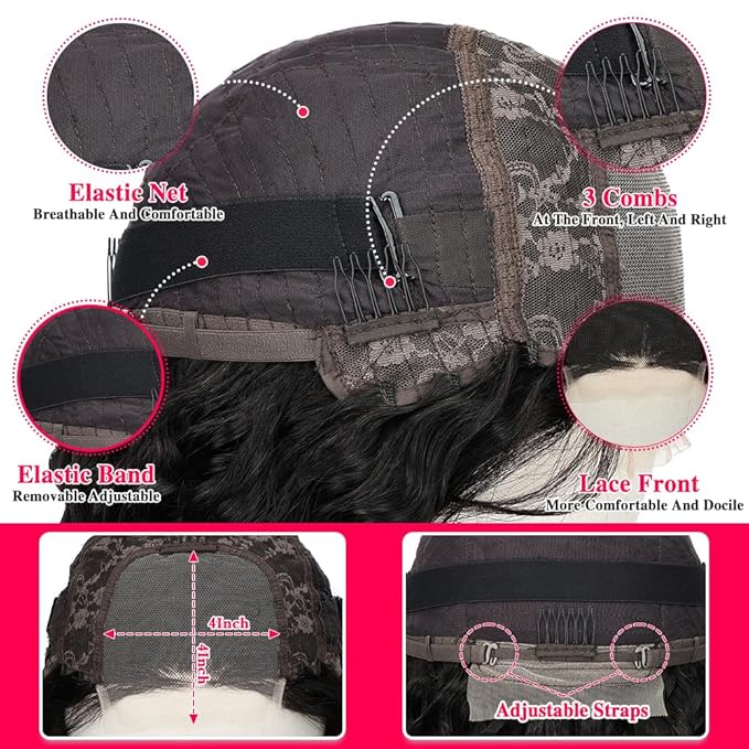 SOSATISFY Deep Wave Lace Front Wigs Human Hair 4x4 HD Transparent Lace Closure Wigs Glueless 180% Density Human Hair Wigs for Black Women Pre Plucked with Baby Hair (22 inch)