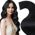LaaVoo Tape in Hair Extensions Human Hair Tape on Extensions Hair Black Tape in Extensions Silky Straight Hair 22inch 50g 20pcs