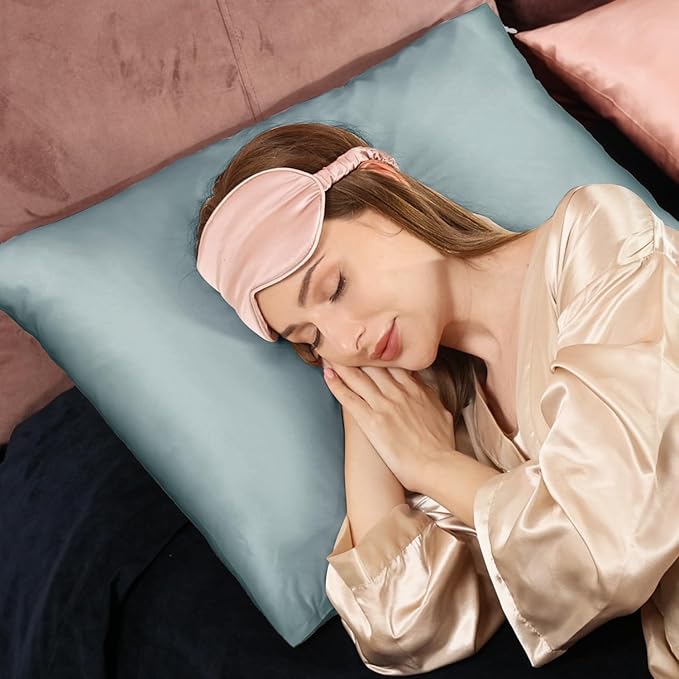 Adubor 100% Silk Pillowcase - Mulberry Silk Pillow Cases, 23 Momme 6A Grade Fibers, Silk Pillow Case for Hair and Skin Health, with Hidden Zipper (King 20''×36'', Lake Blue, 1PC)
