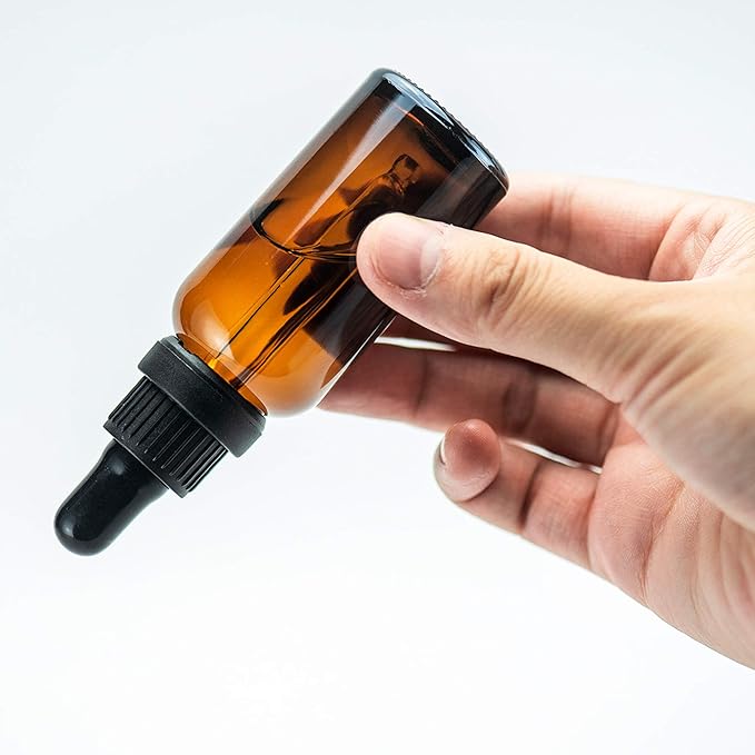 YIZHAO Amber Glass Dropper Bottle 1oz, Tincture Bottles with Glass Dropper, for Essential Oils, Aromatherapy, Cosmetic, Laboratory, Pharmacy, Liquids, Travel –24 Pcs
