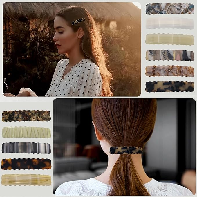Hair Clips for Women,3.5 Inch Acetate Medium Hair Claw Clips for Women Thin Thick Curly Hair,Strong Hold No Slip Grip,French Classic Multicolor Barrettes Hair （Beige Tortoiseshell Oblong）