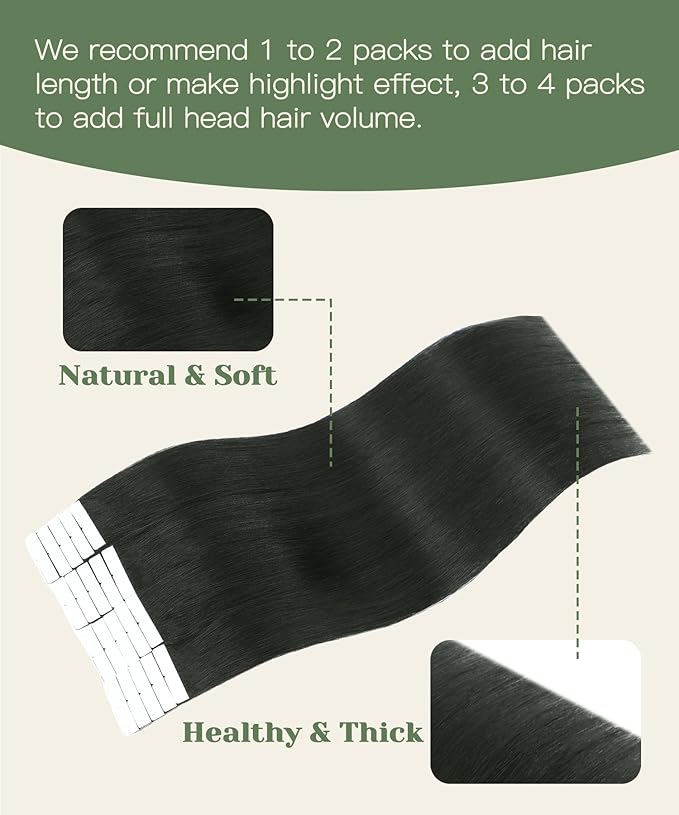 SURNEL Injected Invisible Tape in Hair Extensions Human 22 Inch Natural Black Invisi Edge Tape in Extensions 20 Pcs 50g(#1B,22)