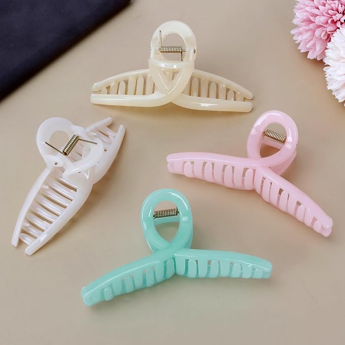 Butterfly Hair Claw Clips for Women - 4.3 Jelly Hair Accessories Medium Size for Girls with Thin, Fine or Thick Hair (4 Pcs)