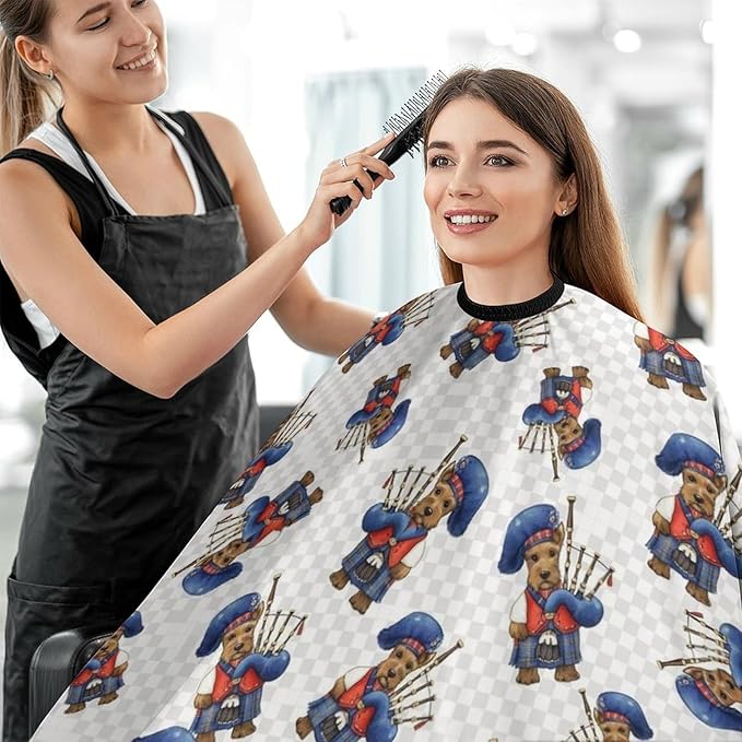 Extra Large Hair Cutting Cape, Scottie Dog with Bagpipes Dyeing Salon Apron Haircut Gown for Hair Cutting Styling