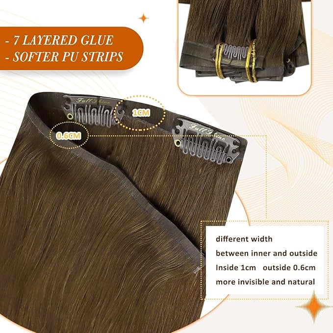 Full Shine Human Hair Clip in Extensions Brown 22 Inch Seamless Clip in Hair Extensions Human Hair Remy Medium Brown for Long Hair Thick Ends 8 PCS 120 Grams