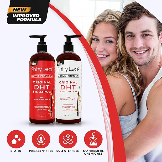 DHT Blocker Shampoo and Conditioner - For Women And Men, Made In USA, Anti-Hair Loss Treatment, With Biotin, Castor Oil, Rosemary Oil and Procapil, For Thinning Hair And Hair Loss