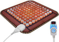 Natural Blue Jade Heating Pad, Infrared Heating Pad, Far Infrared Heating Pads with Travel Bag and Chair Strap, Smart Controller with Memory Function, Auto Shut Off (Brown, 17 in x 17 in)