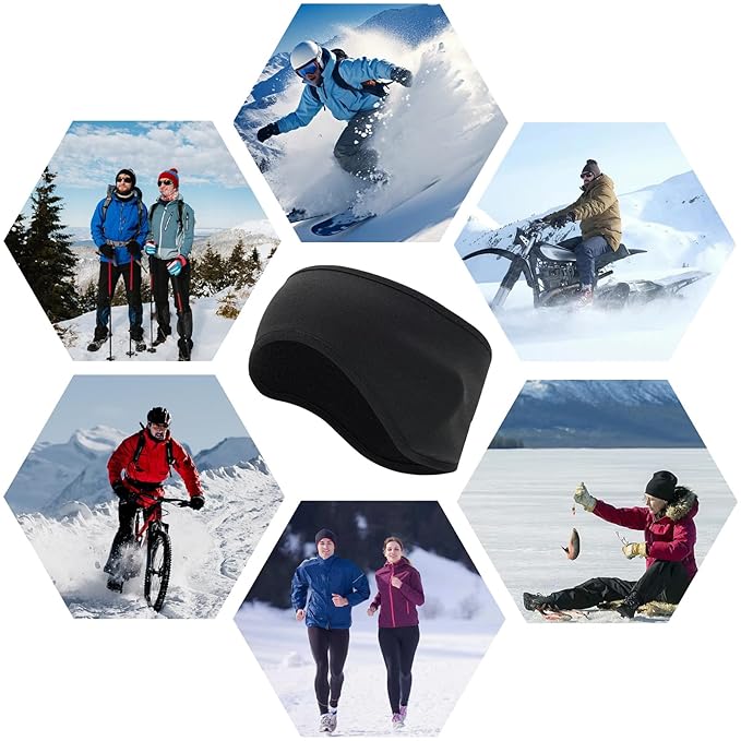 Ear Warmers for Men and Women & Ear Warmers for Cold Weather Headband (Black + Black + Black, One Size)