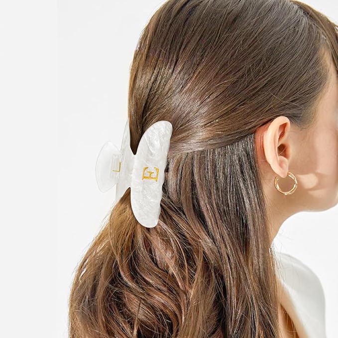 Christmas Gifts for Women Teen Girls - Stocking Stuffers Cute Hair Clips Initial Claw | Birthday Gifts | Bridesmaid Gifts | Preppy Trendy Stuff Personalized Hair Claws Accessories - White,A