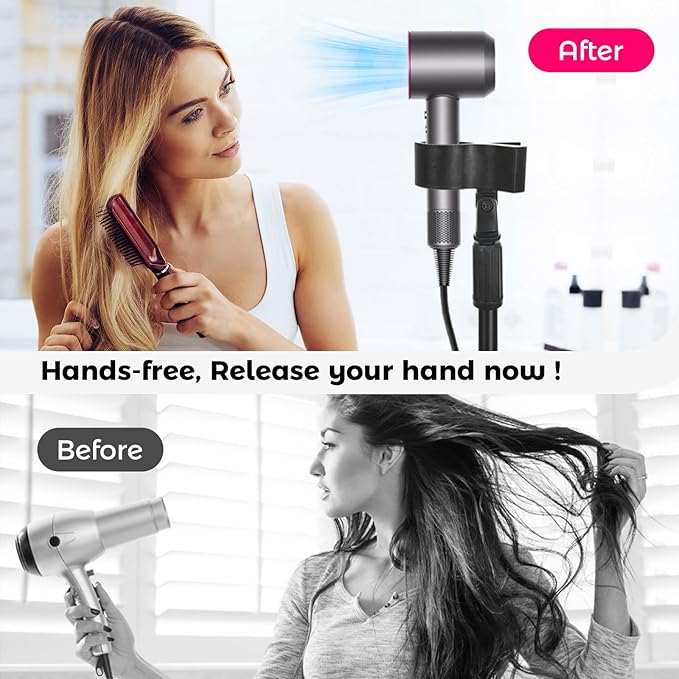 Hands-Free Hair Dryer Stand Holder with Strong Suction Base-63in/160cm Height Adjustable Floor Blower Stand Holder, 180 Degrees Rotatable Larger Clamp Countertop Blow Dryer Stand for Salons or Home Use