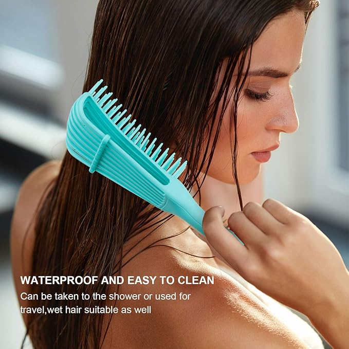 2 Pieces Detangling Brush for Afro America/African Hair Textured 3a to 4c Kinky Wavy/Curly/Coily/Wet/Dry/Oil/Thick/Long Hair, Knots Detangler Easy to Clean (Black, Green)