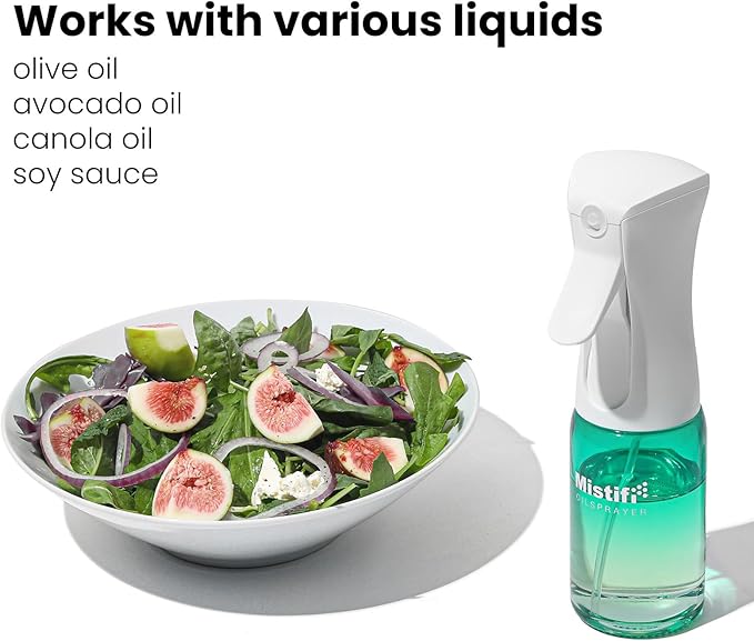 Mistifi Oil Sprayer 150ml glass bottle. Upgraded Version.Fine Mist Spray Bottle for Air Fryer, Olive Oil, Avocado Oil, Healthy Nonstick Frying, Commercial & Home Kitchen Use　(PS640)