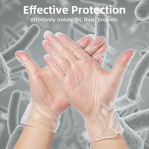 Disposable Medical Clear Vinyl Exam Gloves Industrial Gloves - Latex-Free & Powder-Free100PCS - Large