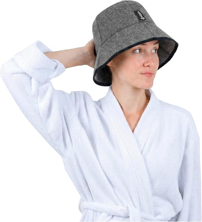 VEDEN Sauna Hat, Premium Handmade Merino Wool Sauna Cap for Men and Women,Insulating Headgear for Spa, Steam Room, Banya, Bathhouse, Comfortable, Breathable, Handmade, One Size Fits All (Grey)