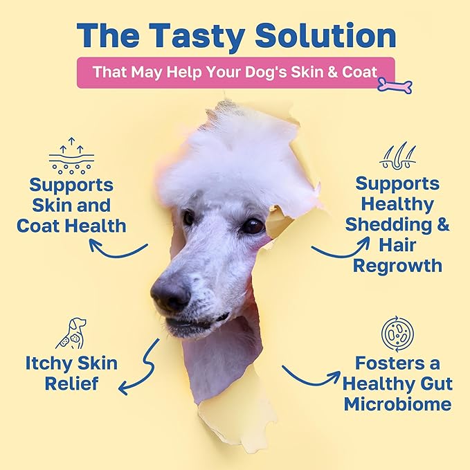 Happy Paws Skin and Coat Supplement for Dogs, Shedding & Dog Hair Growth Support for All Breeds & Ages, Made with Coconut Oil & Vitamin B12, Vegan Chicken Flavor, Organic, Non GMO, 200 Soft Chews