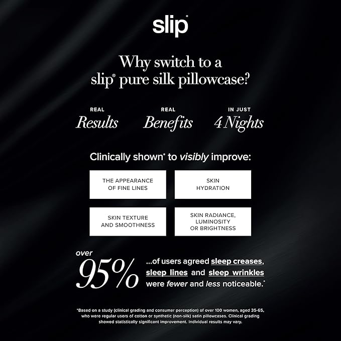 slip King Pure Silk Pillow Case - 100% Pure 22 Momme Mulberry Silk - King Size Standard Pillow Case -Anti-BedHead, Anti-Sleep Crease, White (20" x 36")