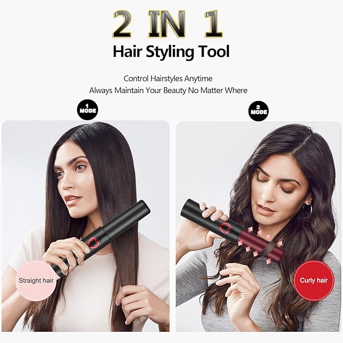 JMFONE Mini Cordless Hair Straightener,Portable Travel Size Flat Iron with 3 Adjustable Temperatures for Thin Fine Hair,USB-C Rechargeable Heats Up in Seconds - Ideal for Quick Hair Styling Anywhere