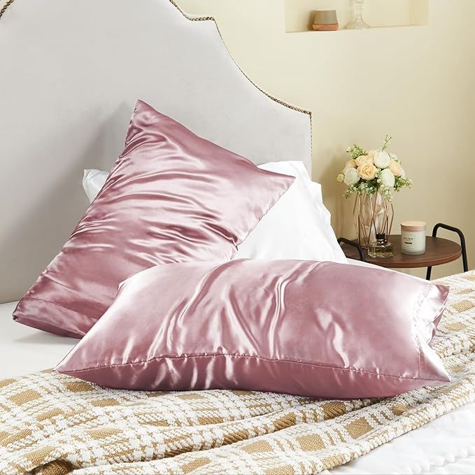 BEDELITE Satin Pillowcase for Hair and Skin, Super Soft and Cooling Similar to Silk Pillow Cases 2 Pack with Envelope Closure, Gift for Women Men(20"x26" Standard Size, Nostalgia)