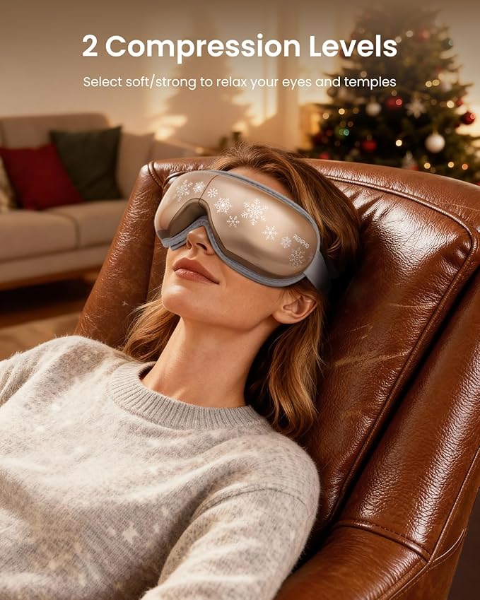 RENPHO Christmas Limited Edition Eye Massager with Heat, White Elephant Christmas Birthday Gifts for Women Men Mom Her, Eye Mask for Migraine, Sleep Mask for Dry Eyes Relax Eyeris 1 Snowflake Golden