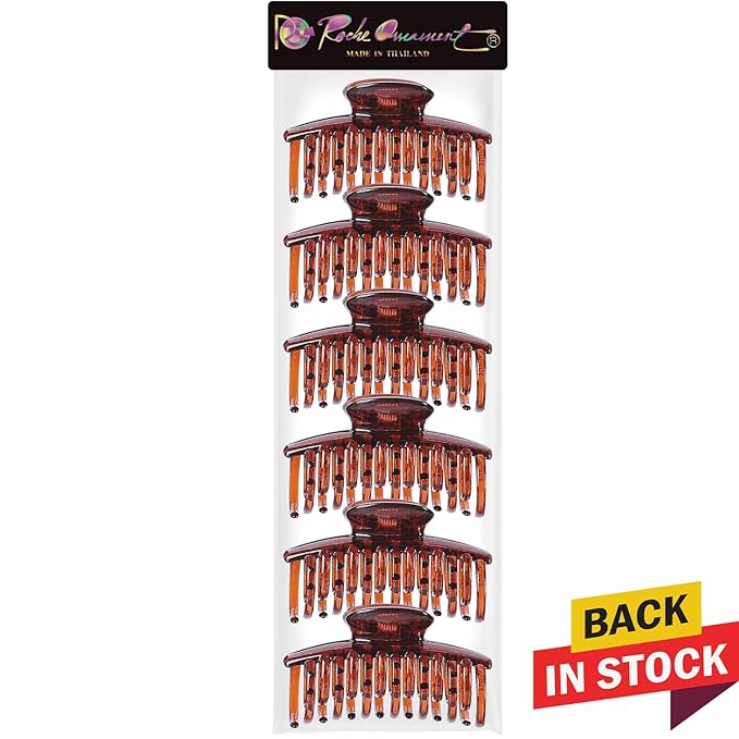 RC ROCHE 6 Pcs Double Claw Hair Clip Tooth Claw Clip Grip Tooth Jaw Clamps Thin Fine Hair Strong Hold No Slip Undo Clutchers for Women, Medium Brown