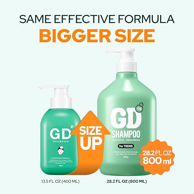 TS GD Shampoo for Flake Prone, Uncomfortable Scalp (28.2 Fl Oz, GD Big) For Youth & Teens | Gentle Scalp-Care Routine | Silicone, SLS, SLES Free | Korean Hair Care (Big Green)