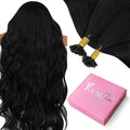 YoungSee U tip Hair Extensions Black U Tip Hair Extensions Human Hair Jet Black 16 Inch Keratin Tip Extension Real Human Hair Silky Smooth Texture 1g/s 50s/50g for School