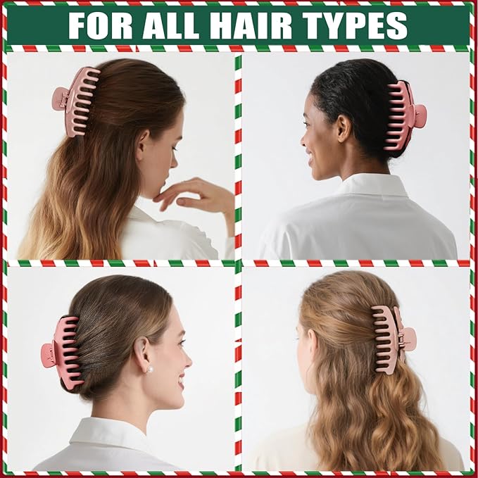 TOCESS Hair Claw Clips for Women - 8PK Large Neutral Matte Jumbo Hair Clips for Thick, Thin, Long, Short, Curly Hair Girls, Big Jaw Clip Set for Daily Use (Rosewater Pink&Deep Pink)