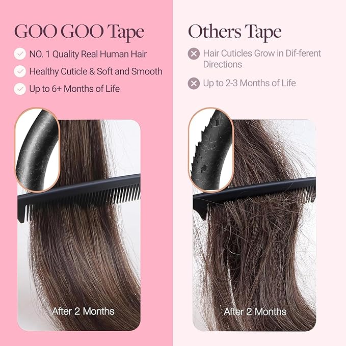 GOO GOO Invisi Edge Wide Tape in Hair Extensions, 4/27/4 Balayage Chocolate Brown to Caramel Blonde,4pcs 18inch 20g, Remy Human Hair,Seamless Injected Tape, Natural Look