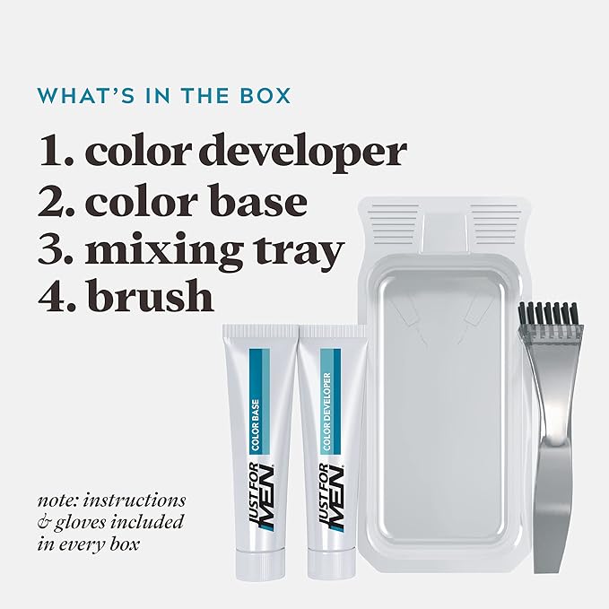 Just For Men Mustache & Beard, Beard Dye for Men with Brush Included, With Keratin Biotin Aloe and Coconut Oil for Healthy Facial Hair - Light Brown, M-25, Pack of 1 (Packaging May Vary)